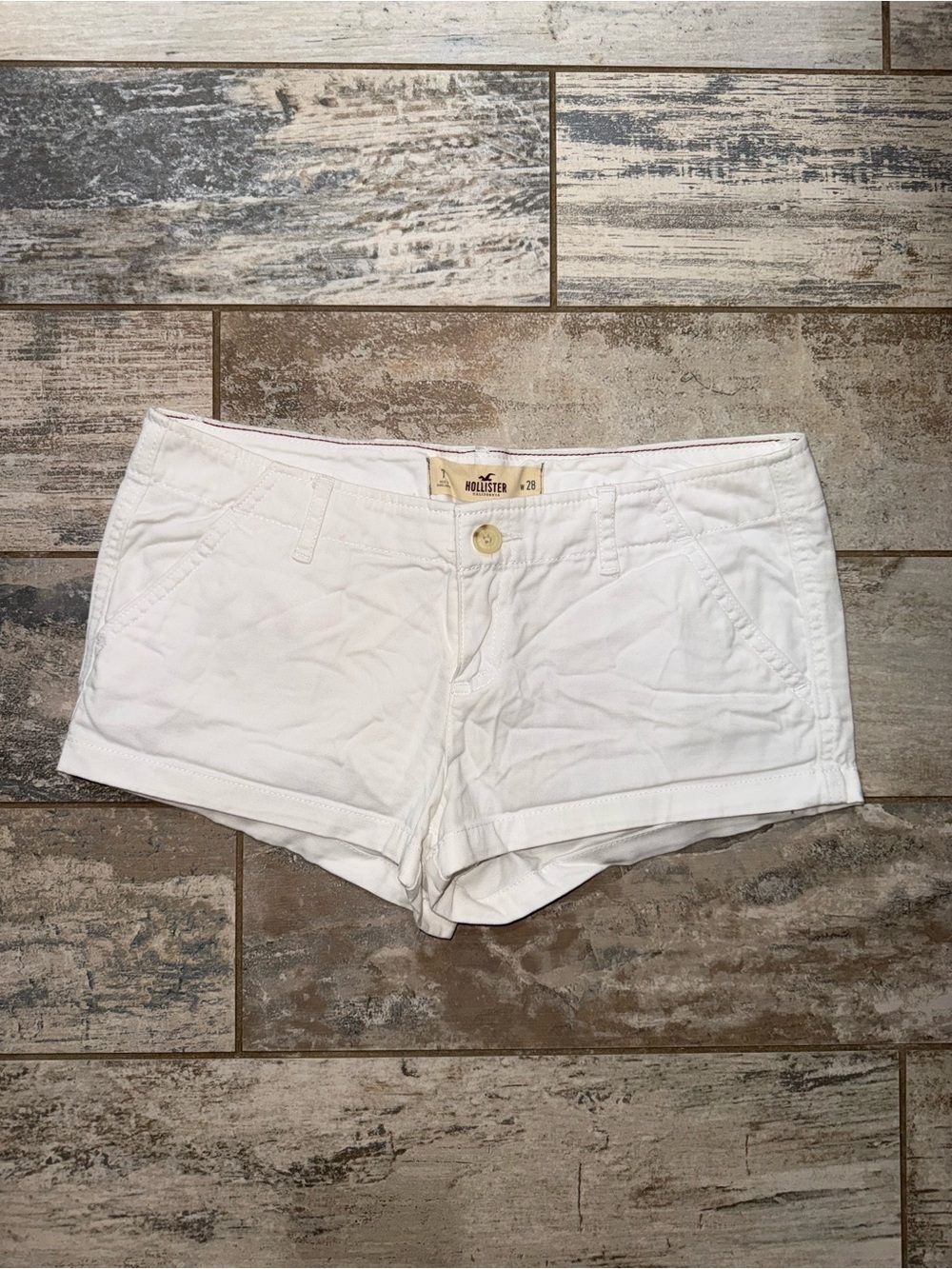 Hollister Women's White Cotton Shortie Shorts